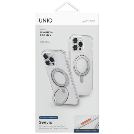 UNIQ ETUI SWIVIX DO IPHONE 16 PRO MAX 360 ROTUJĄCE STANOWISKO TRANSPARENTNE