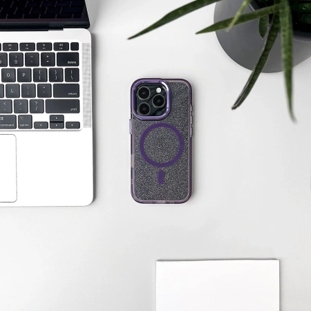 HURTEL ETUI GLITTER CASE DO IPHONE 16 DO MAGSAFE TELEFON Z BROKATOWYM