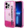 Etui Karl Lagerfeld KLHCP14LLCKVF na iPhone 14 Pro - różowe Liquid Glitter Elong