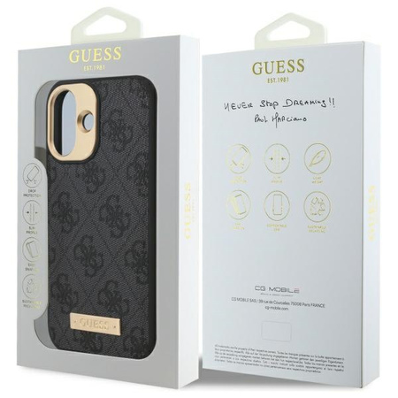 Guess GUHMP16MU4GPRK iPhone 16 Plus 6.7 czarny/black hardcase 4G Logo Plate MagSafe