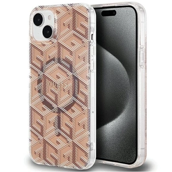 Etui Guess IML GCube MagSafe na iPhone 15 Plus / 14 Plus - brązowe