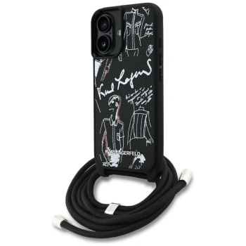 KARL LAGERFELD ETUI CROSSBODY GRAINED PATTERN LOGO DO IPHONE 16 LUKSUSOWA