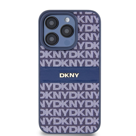 DKNY POKROWIEC SKÓRZANY DO IPHONE 15 PRO 6.1 MONO STRIPE Z LOGO METALOWYM