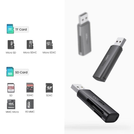 Czytnik kart SD/TF Ugreen CM264 USB 3.0 - czarny