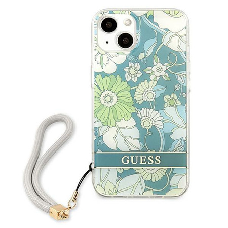 Guess GUHCP13MHFLSN iPhone 13 6,1" zielony/green hardcase Flower Strap