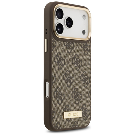 Etui Guess 4G Logo Plate MagSafe do      iPhone 17 Pro Max brązowy