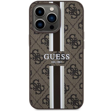 Etui Guess GUHMP13LP4RPSW na iPhone 13 Pro / 13 - brązowe 4G Printed Stripes MagSafe