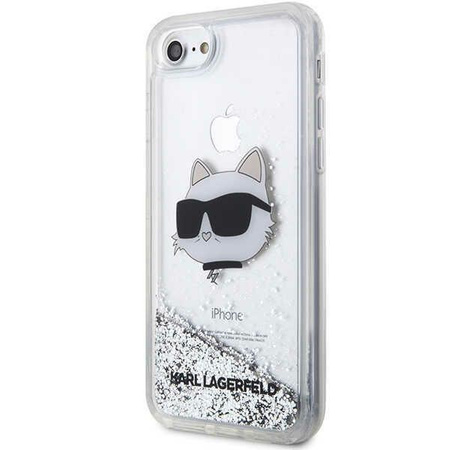 Etui Karl Lagerfeld KLHCI8LNCHCS na iPhone 7/8/ SE 2020 / SE 2022 - srebrne Glitter Choupette Head