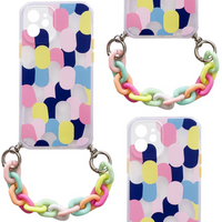 Color Chain Case żelowe elastyczne etui z łańcuchem łańcuszkiem zawieszką do iPhone 8 Plus / iPhone 7 Plus wielokolorowy