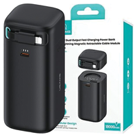 USAMS Powerbank ze zwijanym kablemRetractable Lightning 18000 mAh PD45W Fast Charge XMF Series czarny/black 20KCD21701 (US-CD217)