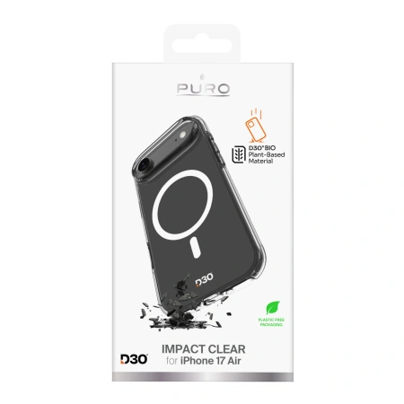 Etui Puro Impact Clear D3O TPU+PC kompatybilne z MagSafe na iPhone 17 Air - przezroczyste