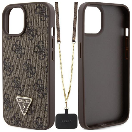 Guess GUHCP15SP4TDSCPW iPhone 15 6.1" brązowy/brown hardcase Crossbody 4G Metal Logo