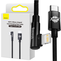 Baseus MVP 2 Elbow kątowy kabel przewód Power Delivery z bocznym wtykiem USB Typ C / Lightning 1m 20W czarny (CAVP000201)