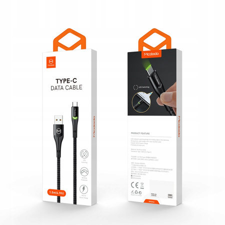 Mcdodo phone cable, USB-C, high-speed, USB-C,LED,QC 4.0, 1m , CA-7960