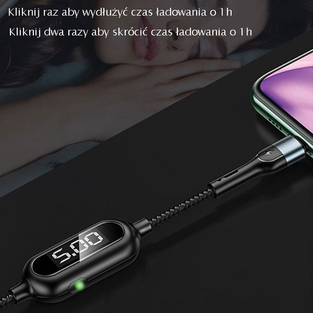 USAMS KABEL DO LIGHTNING 1,2M PLECIONY DO IPHONE 2A LED Z SZYBKIM