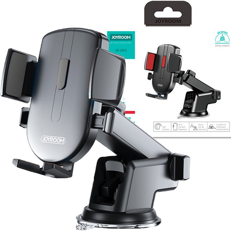 Joyroom samochodowy uchwyt na telefon z teleskopowym wysuwanym ramieniem na deskę rozdzielczą i szybę czarny (JR-OK3)