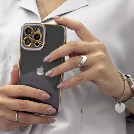 Fashion Case etui do Samsung Galaxy A12 5G żelowy pokrowiec ze złotą ramką złoty