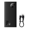 Baseus Adaman2 powerbank z wyświetlaczem cyfrowym 10000mAh 30W 2 x USB / 1x USB Typ C Overseas Edition PD QC SCP czarny (PPAD040101)