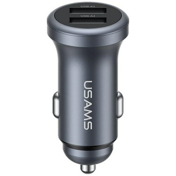 Ładowarka samochodowa USAMS CC320        Aluminium 2.4A 2xUSB-A tarnish