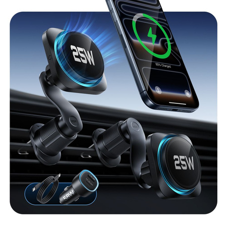 ESR OMNILOCK CRYOBOOST MAGNETIC MAGSAFE VENT CAR MOUNT WIRLESSS CHARGER 25W QI2.2 BLACK