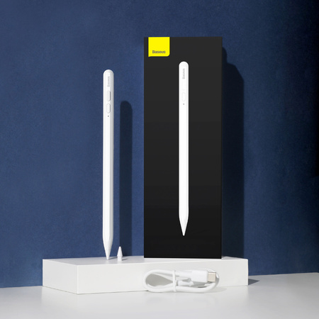 Baseus pojemnościowy rysik aktywny do iPad biały + kabel USB Typ C 3A 0.3m (SXBC000102)