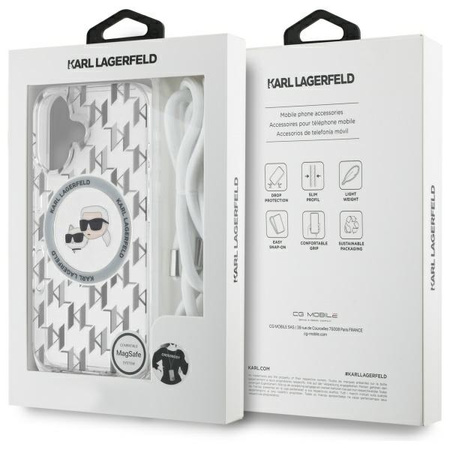 KARL LAGERFELD CASE DO IPHONE 16 6.1 DO MAGSAFE TRANSPARENT CROSSBODY