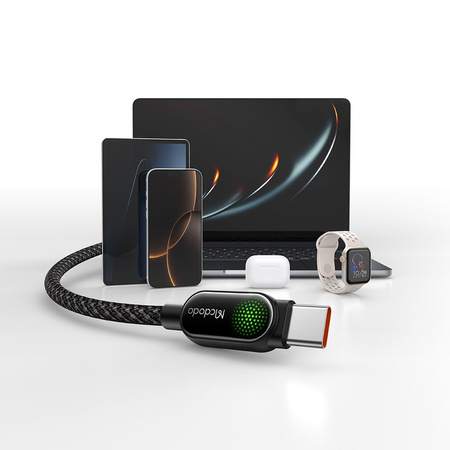 MCDODO KABEL USB-C USB-C SZYBKIE ŁADOWANIE USB TYP C PD 100W 1M LED CZARNY