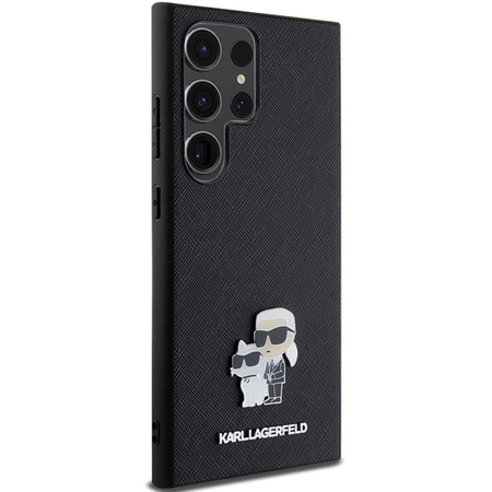 Etui Karl Lagerfeld Saffiano Karl&Choupette Metal Pin na Samsung Galaxy S24 Ultra - czarne