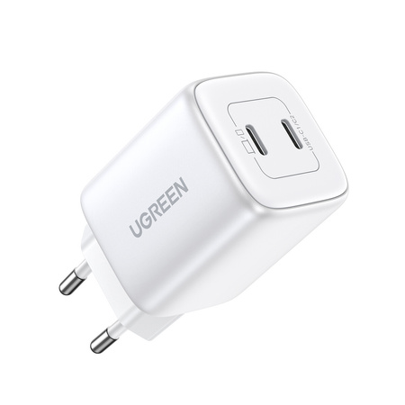 Szybka ładowarka GaN 2 x USB-C 45W QC PD Ugreen CD294 - biała