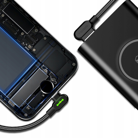 McDodo Kabel do telefonu Szybkie ładowanie, Kątowy 90° LED do iPhone 3m