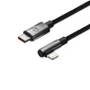 Baseus MVP 2 Elbow kątowy kabel przewód Power Delivery z bocznym wtykiem USB Typ C / Lightning 2m 20W czarny (CAVP000301)