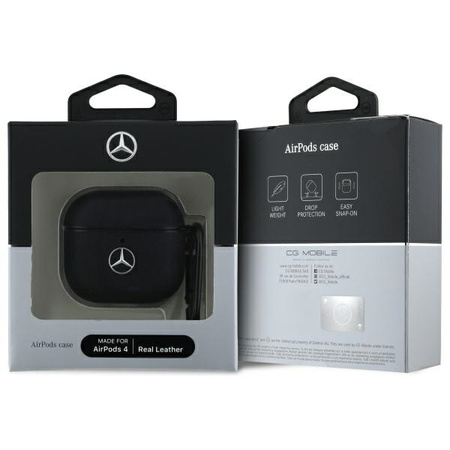 MERCEDES ETUI DO AIRPODS 4 POKROWIEC SKÓRZANY Z LOGO METALOWYM DO LIGHTNING