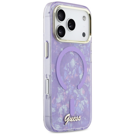 Etui Guess IML Shell Script Metal MagSafe do iPhone 17 Pro Max fioletowy