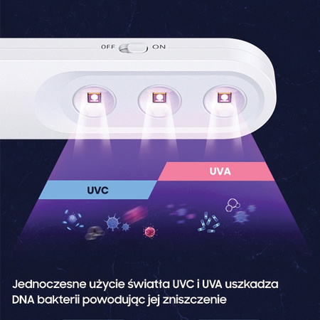 USAMS LAMPA UV-C RĘCZNA MINI DO TELEFONÓW IPHONE XIAOMI SAMSUNG DEZYNFEKCJA