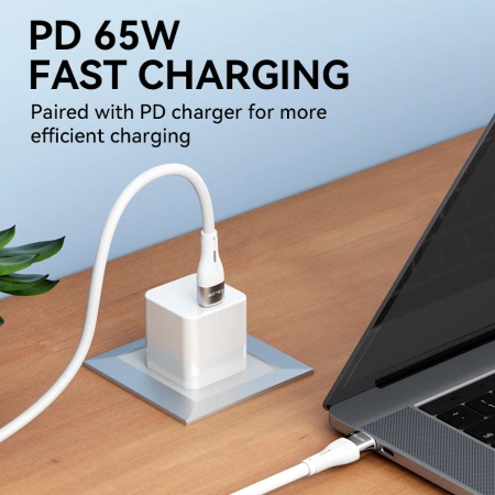 WOZINSKY KABEL USB-C USB-C PD 65W DO LAPTOP TELEFON 1M SZYBKIE ŁADOWANIE