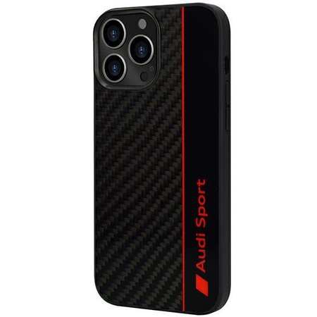 Etui Audi Carbon Fiber Stripe na iPhone 13 Pro Max 6.7" - czarne AUS-TPUPCIP13PM-R8/D1-BK