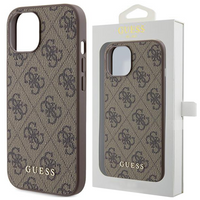 Etui Guess 4G Metal Gold Logo do iPhone 15 Pro - brązowe
