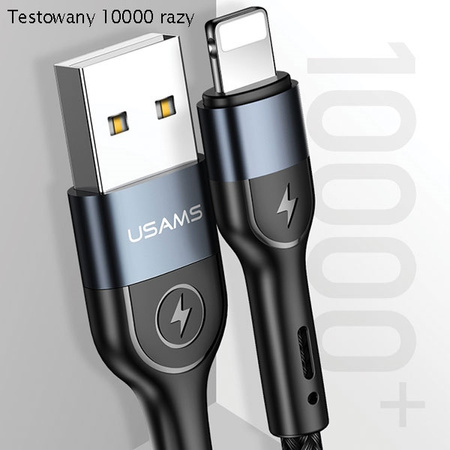 USAMS KABEL DO LIGHTNING 1,2M PLECIONY DO IPHONE 2A LED Z SZYBKIM