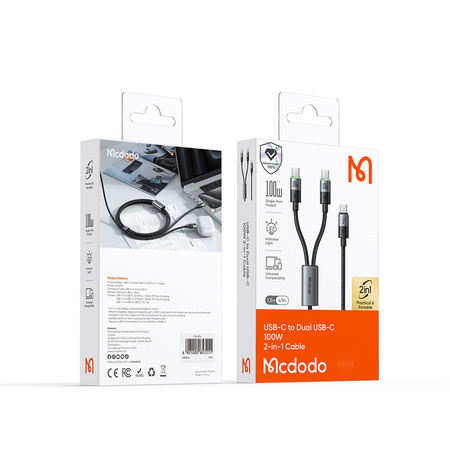 MCDODO USB-C 2IN1 FAST CHARGING CABLE FOR IPHONE MACBOOK LED 100W 2M