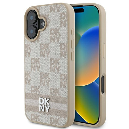 DKNY CASE DO IPHONE 16 6.1 Z PASKAMI PRINTED STRIPES I CHECKERED PATTERN