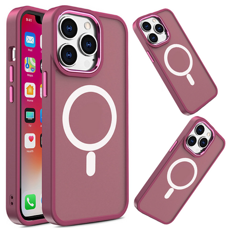 Magnetyczne etui z MagSafe Color Matte Case do iPhone 15 Pro - burgundowe