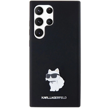 Etui Karl Lagerfeld Silicone Choupette Metal Pin na Samsung Galaxy S23 Ultra - czarne