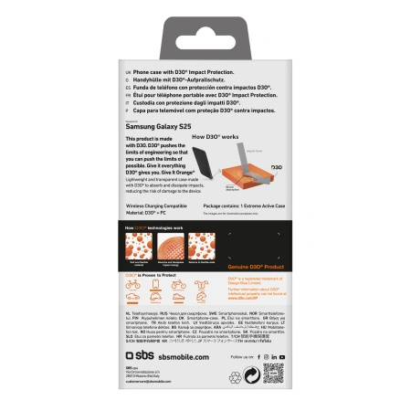 Etui SBS D3O do Samsung Galaxy S25 - przezroczyste