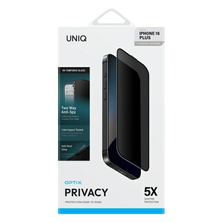 UNIQ OPTIX SZKŁO HARTOWANE PRIVACY DO IPHONE 16 PLUS 15 PLUS 14 PRO MAX 6.7