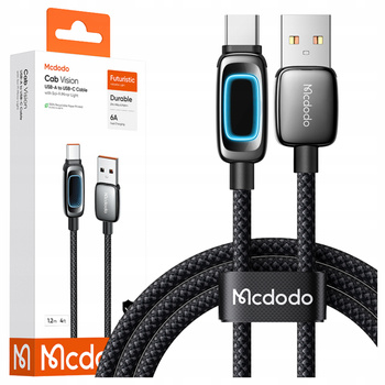 MCDODO KABEL USB-A USB-C SZYBKIE ŁADOWANIE PD 6A 1M CZARNY