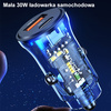 USAMS ŁADOWARKA SAMOCHODOWA 30W 1XUSB 1XUSB-C DO IPHONE 11 SZYBKA ŁADOWARKA