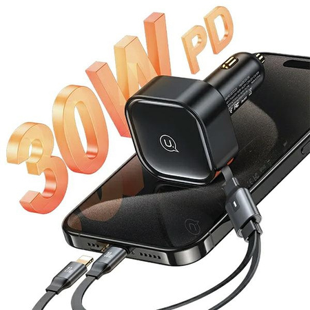 USAMS ŁADOWARKA SAMOCHODOWA 30W PD ZWIJANY KABEL DO MAGSAFE IPHONE 12 13 14
