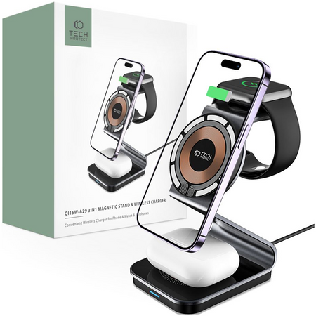 TECH-PROTECT ŁADOWARKA QI DO MAGSAFE APPLE WATCH IPHONE AIRPODS STACJA 3W1
