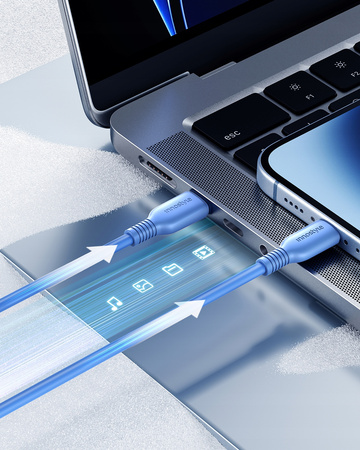 INNOSTYLE JAZZY KABEL USB-C LIGHTNING MFI SZYBKIEGO ŁADOWANIA DO IPHONE KEVLAR 1M NIEBIESKI