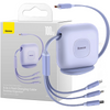 Baseus Traction Series zwijany kabel 3 w 1 USB Typ C - micro USB / USB Typ C / Lightning Power Delivery 100W 1,7m fioletowy (CAQY000005)